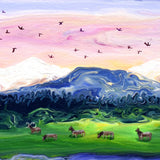Elk Beneath the Three Sisters Original Painting Laura Milnor Iverson Official Site