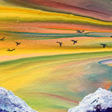 Geese Flying Over a Mountain Lake Original Painting Laura Milnor Iverson Official Site