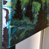View of Three Sisters Through Pink Blossoms Original Painting Laura Milnor Iverson Official Site