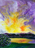Sunrise Starlings and Lilacs Original Painting Laura Milnor Iverson Official Site