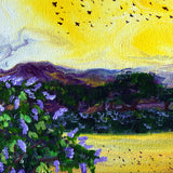 Sunrise Starlings and Lilacs Original Painting Laura Milnor Iverson Official Site
