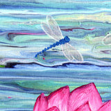 Three Lotus Flowers and Dragonflies Original Painting Laura Milnor Iverson Official Site