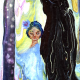 SOLD Yokai and Blue Fox Forest Spirits Original Painting - Prints Available