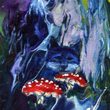 SOLD Yokai and Blue Fox Forest Spirits Original Painting - Prints Available