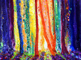 Blue Butterflies in a Rainbow Forest Original Painting Laura Milnor Iverson