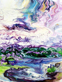 Sage and Sakura Original Painting Laura Milnor Iverson Zen Cherry Blossom Contemporary Landscape
