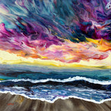 Summer Sunset Over the Sea Original Painting Sunset Seascape