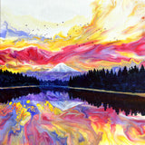 Trillium Lake in Bright Sunset Original Painting Laura Milnor Iverson Official Site