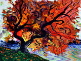 Dancing Autumn Tree Original Painting Laura Milnor Iverson Pour Tree Landscape