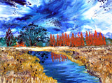 Vernal Pool at Winter Afternoon Original Painting Laura Milnor Iverson