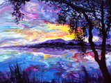 White Oak Tree by a Mountain Lake Original Painting- SOLD - Prints Available