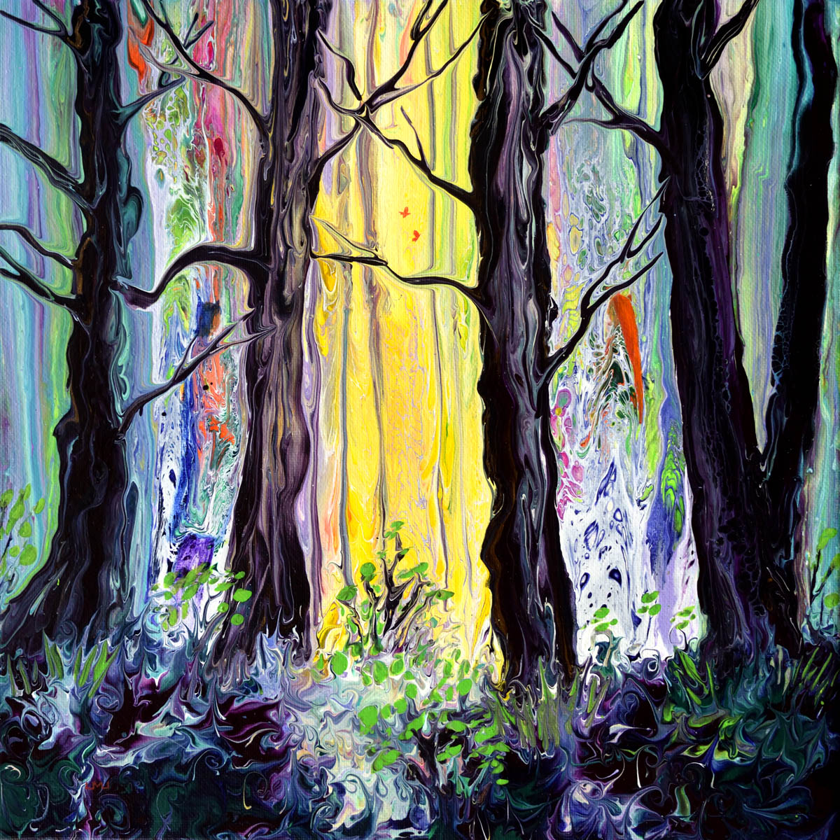 Among the Trees Original Painting Laura Milnor Iverson Official