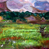 Deer and Butterflies in a Wildflower Meadow Original Painting Laura Milnor Iverson Official Site