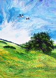 Two Cranes Over a Wildflower Meadow Original Painting Laura Milnor Iverson Official Site