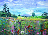 Songbirds and Wildflowers Original Painting Laura Milnor Iverson