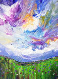 Between the Mountains and the Wildflowers Original Painting Laura Milnor Iverson Tuscany Landscape Contemporary Art