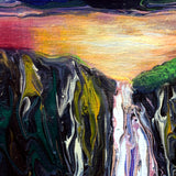 Wailing Widow Falls at Sunset Original Painting Laura Milnor Iverson