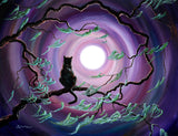 The Wind in My Fur Original Black Cat Painting