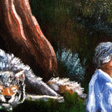 Grey Wolf Warrior Meditation Original Painting - Laura Milnor Iverson Official Site