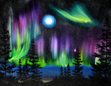 Pine Trees in Aurora Borealis Original Painting Laura Milnor Iverson Official Site