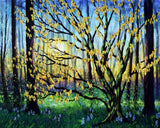 Little Squirrel in Big Leaf Maple Tree Original Painting Laura Milnor Iverson Corvallis Oregon Landscape
