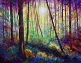 Forest Dream Original Painting Colorful Oregon Woodland Landscape with Owl
