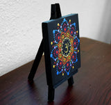 Aum Star Flower Mandala Original Mini Painting on Easel