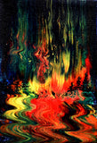 Red Sunset Over a Lake Original Mini Painting on Easel