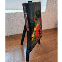Red Sunset Over a Lake Original Mini Painting on Easel