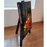 Red Sunset Over a Lake Original Mini Painting on Easel