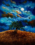 Ravens In A Moonlit Landscape Original Painting - Laura Milnor Iverson Official Site