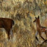 Doe and Fawn Under White Fluffy Clouds Original Painting - Laura Milnor Iverson Official Site