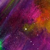 Green Phoenix in Bright Cosmos Original Painting - Laura Milnor Iverson Official Site