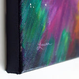 Green Phoenix in Bright Cosmos Original Painting - Laura Milnor Iverson Official Site