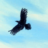Crow Flying By Window Rock Original Painting - Laura Milnor Iverson Official Site