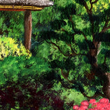 Pagoda and Irises Original Painting Laura Milnor Iverson