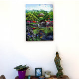 Pagoda and Irises Original Painting Laura Milnor Iverson
