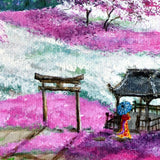 Shibazakura at Sunset Original Painting Laura Milnor Iverson