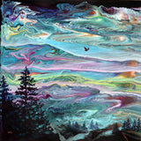 Soaring Over the Mountains Original Pour Painting Pacific Northwest Bald Eagle