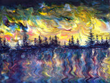 Pacific Northwest Sunset in Purple and Yellow Original Painting - SOLD Prints Available