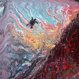 Teal Ripples and Red Coral Original Painting Under the Sea Turtle