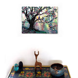 Cat by a Rainbow River Original Painting