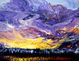 Geese Over a Wetlands Pond at Sunset Original Painting Laura Milnor Iverson Marys River Natural Area Corvallis Oregon