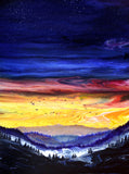 Sunset Vista Over the Hills to the West Original Painting Laura Milnor Iverson Oregon Landscape