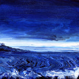 Blue Seascape Monochrome Original Pour Painting Pacific Northwest Oregon