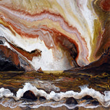 Held by the Sea Original Pour Painting Abstract Seascape with Sailboat