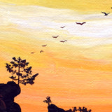 Siletz Bay Sunset in Golden Yellow and Blue Original Painting Laura Milnor Iverson