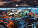 Who Am I This Night Original Painting Zen Buddhist Full Moon Landscape Laura Milnor Iverson