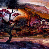 Zen Temple by Three Pines Lake Original Painting Laura Milnor Iverson