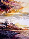 Zen Temple by Three Pines Lake Original Painting Meditation Spiritual Landscape